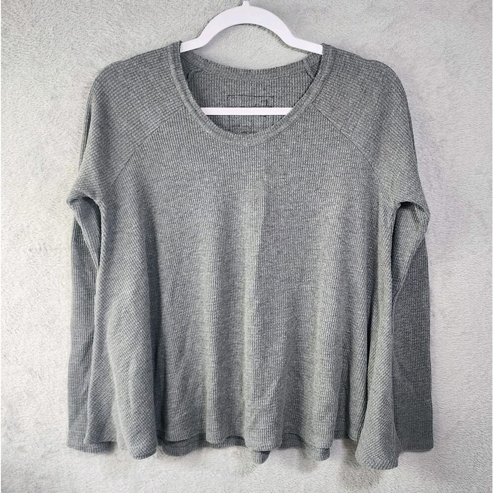 We The Free Long Sleeve Waffle Knit Top in Gray